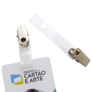 Presilha de crachá clips jacaré Alça Plástica + clips metal  Branco Leitoso   